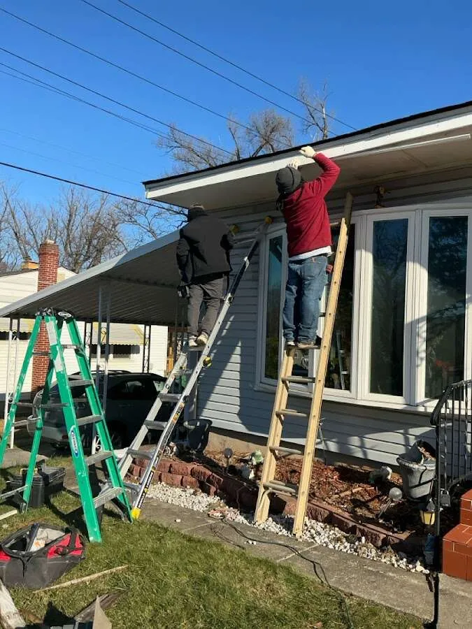 Restoration crew performing exterior repair in North Augusta